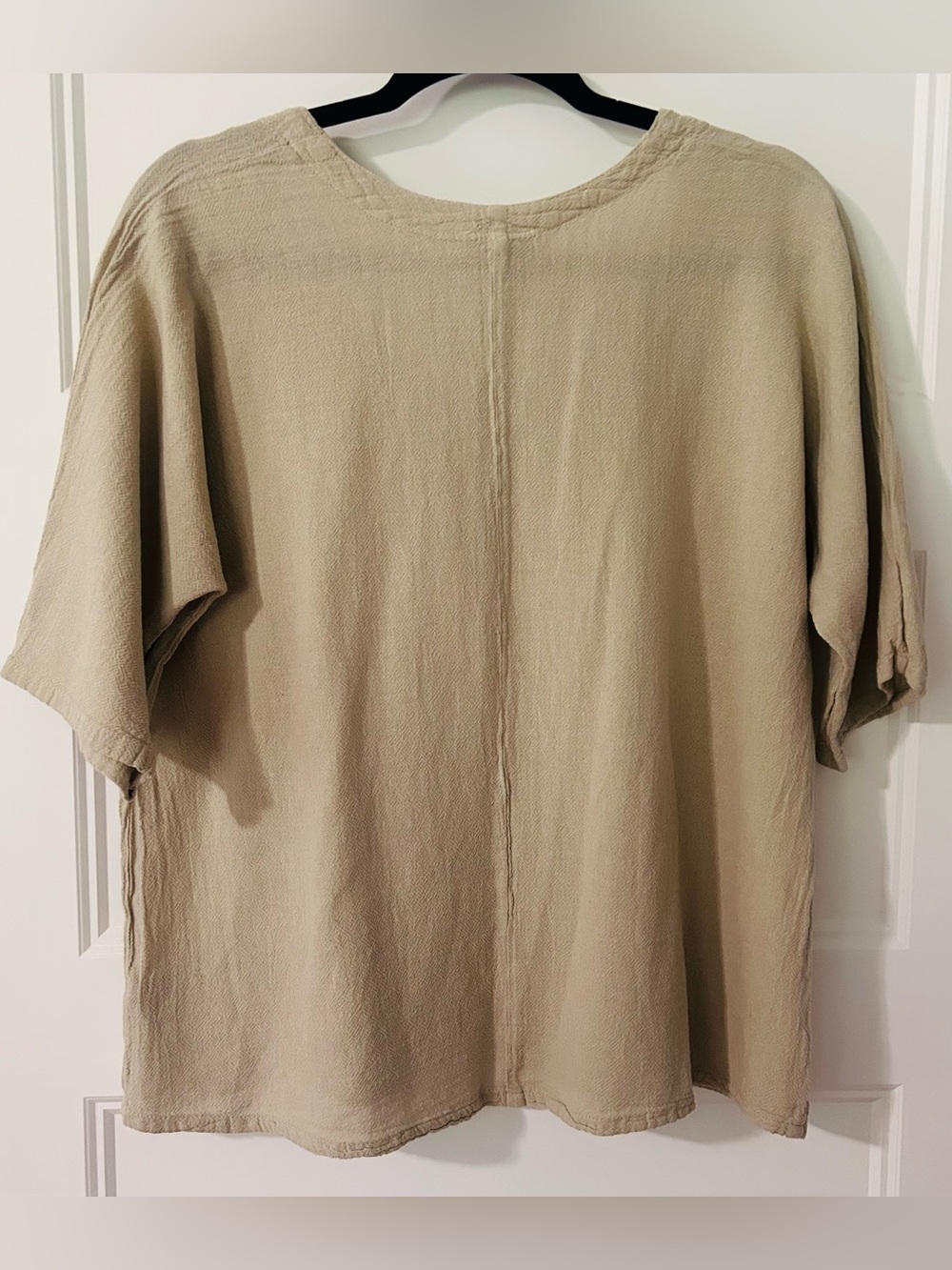 Oh My Gauze Beige Cotton Gauze Tunic Top Size 1 Oversized Boho Coastal Lagenlook - Picture 3 of 6